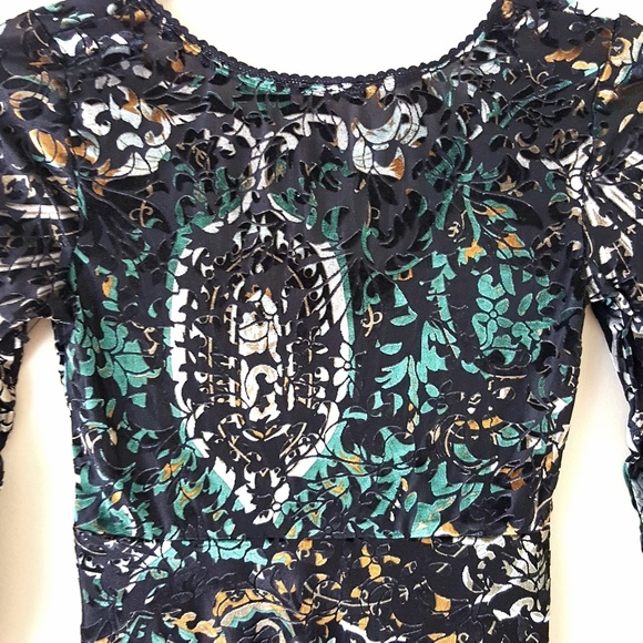 Free People Black Sheer & Velvet Floral Mini Dress - Picture 5 of 8